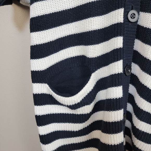 Cabi #5289 Whistle Black White Stripe Short Sleeve Knit Cardigan Sweater XS - Picture 5 of 11
